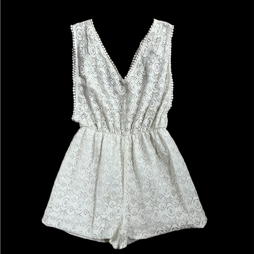 Ivory Lace Sleeveless Romper XS NWOT